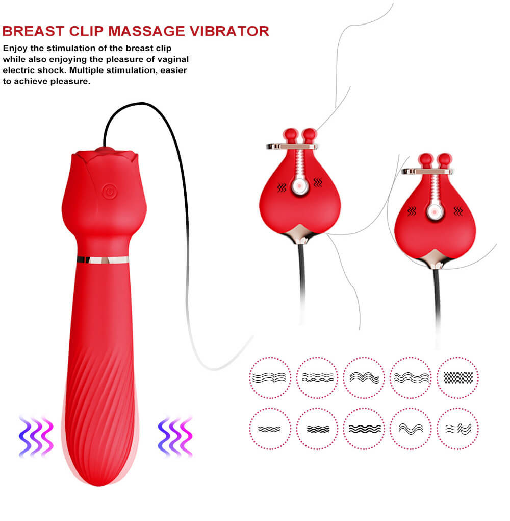 Rose breast clip G-spot vibrator