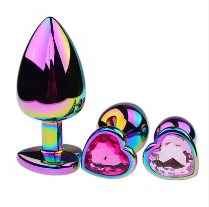 Colored heart metal anal plug