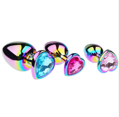 Colored heart metal anal plug