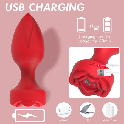 APP remote vibration rose anal plug