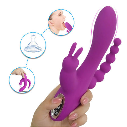 Three forks Rabbit vibrator inserted