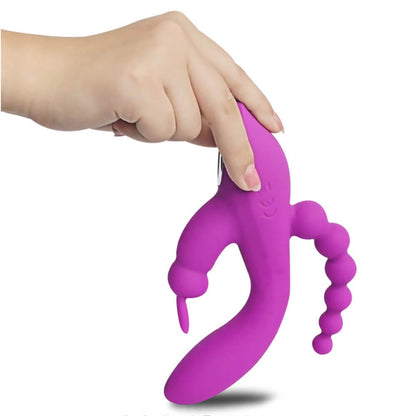 Three forks Rabbit vibrator inserted