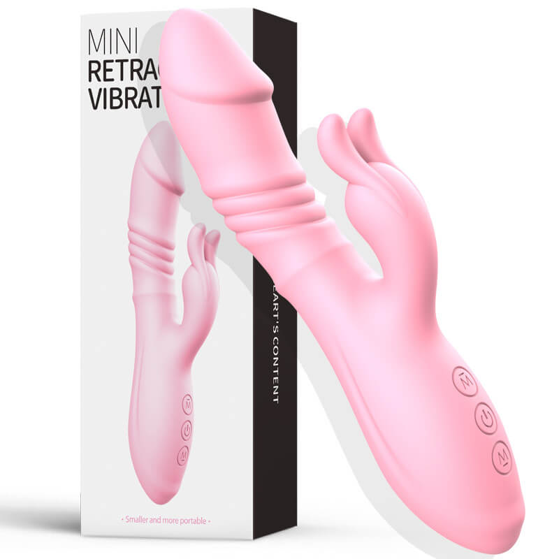 Interpolated telescopic penis clitoris rabbit vibrator