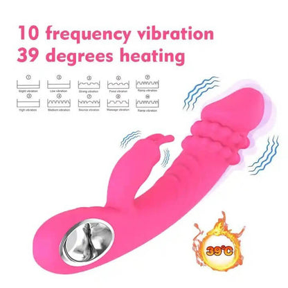 Heated multi-vibration mode rabbit vibrator