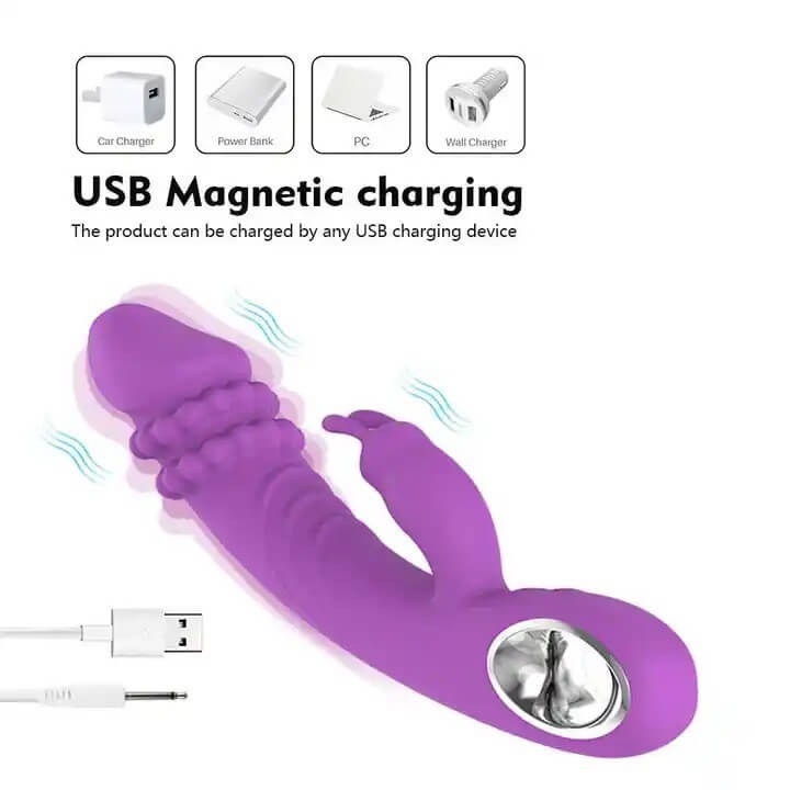 Heated multi-vibration mode rabbit vibrator