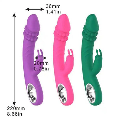 Heated multi-vibration mode rabbit vibrator