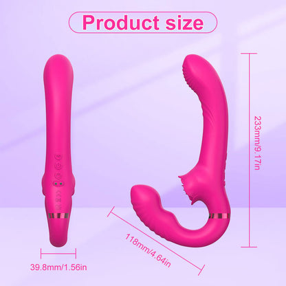 Remote clitoral vibrator with two-headed tongue licking