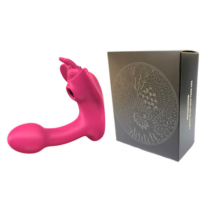 Artificial penis butterfly wearing clitoris sucking vibrator