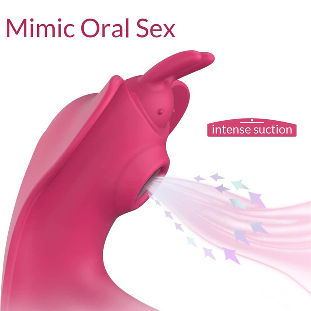 Artificial penis butterfly wearing clitoris sucking vibrator